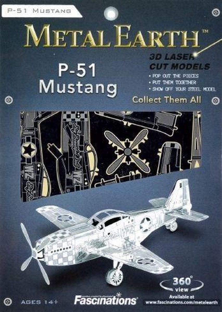 Metal Earth Mustang P 51 3D modelbouwset 9,5 cm
