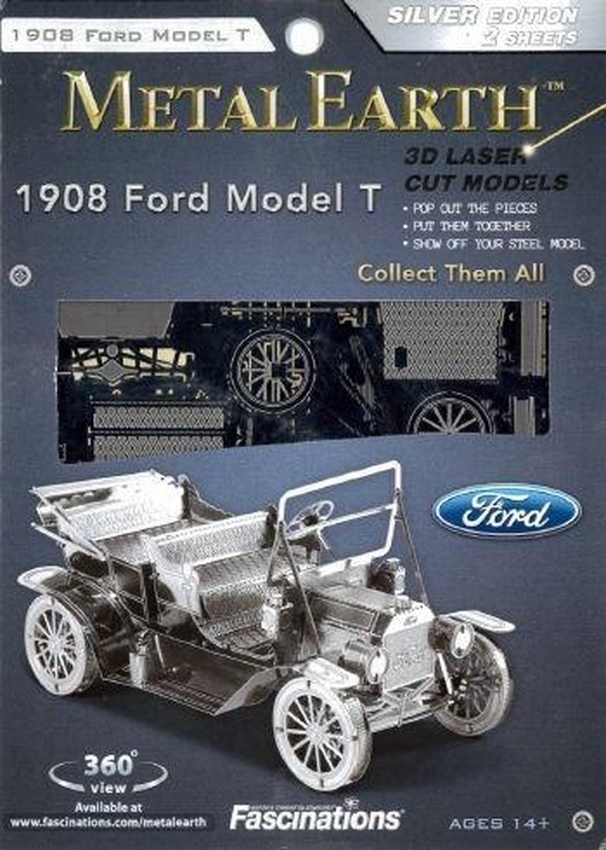 Metal Earth Ford 1908 3D modelbouwset 9 cm - Silver