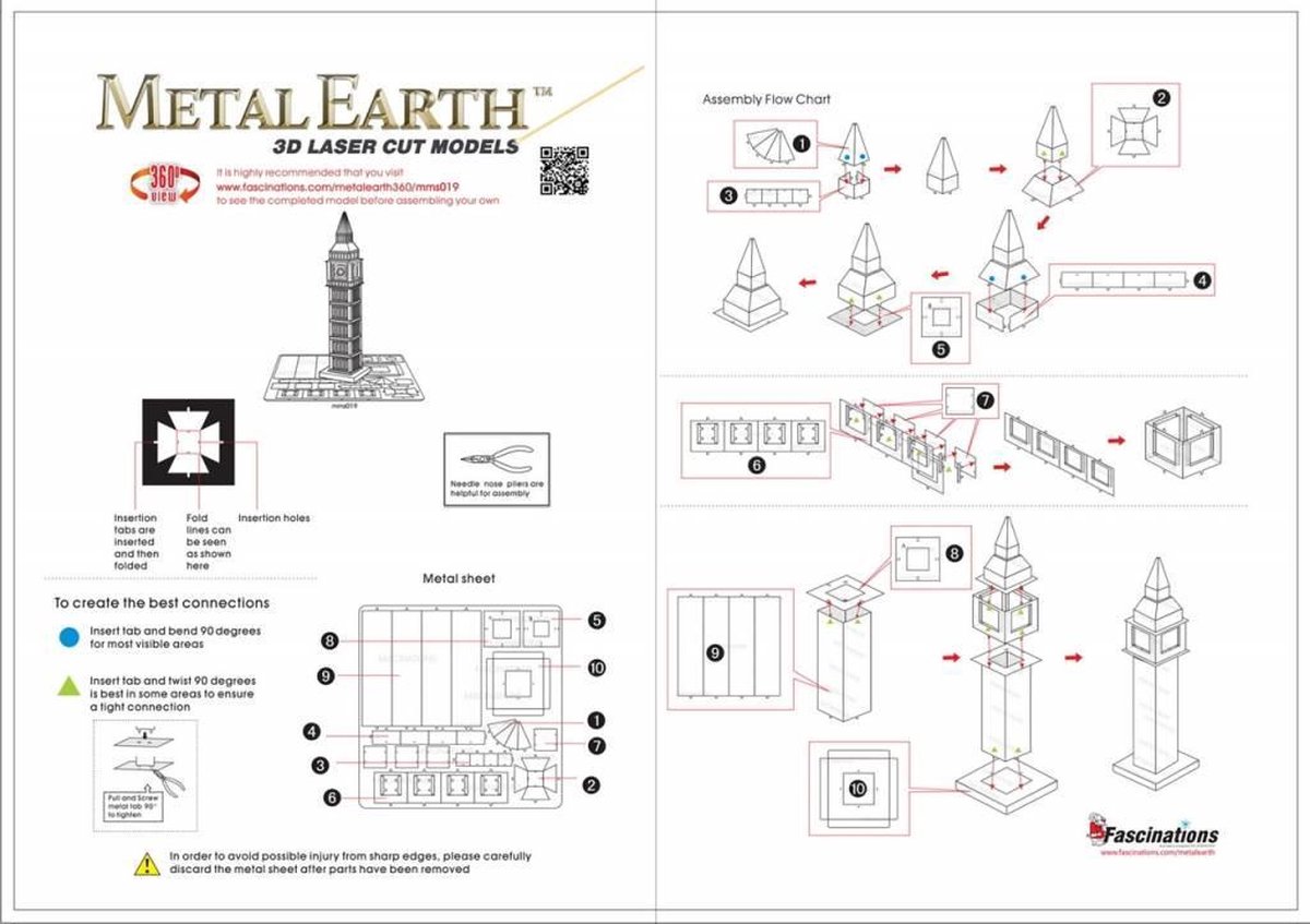 Metal Earth Big Ben 3D modelbouwset 12 cm - Silver