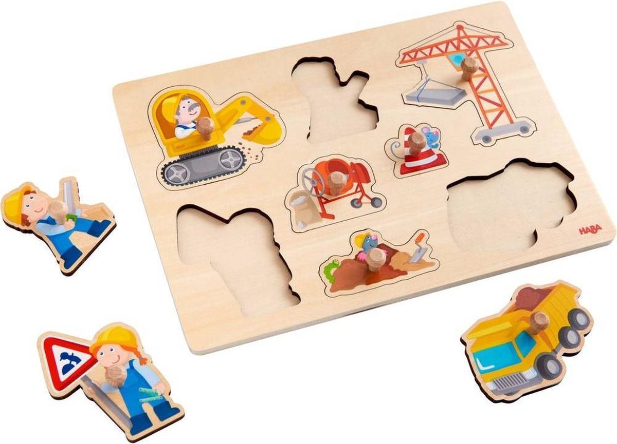 HABA vormenpuzzel Bouwplaatsenwereld junior hout 8 stukjes