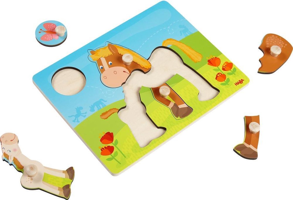 HABA vormenpuzzel Paardenfamilie junior hout 6 stukjes