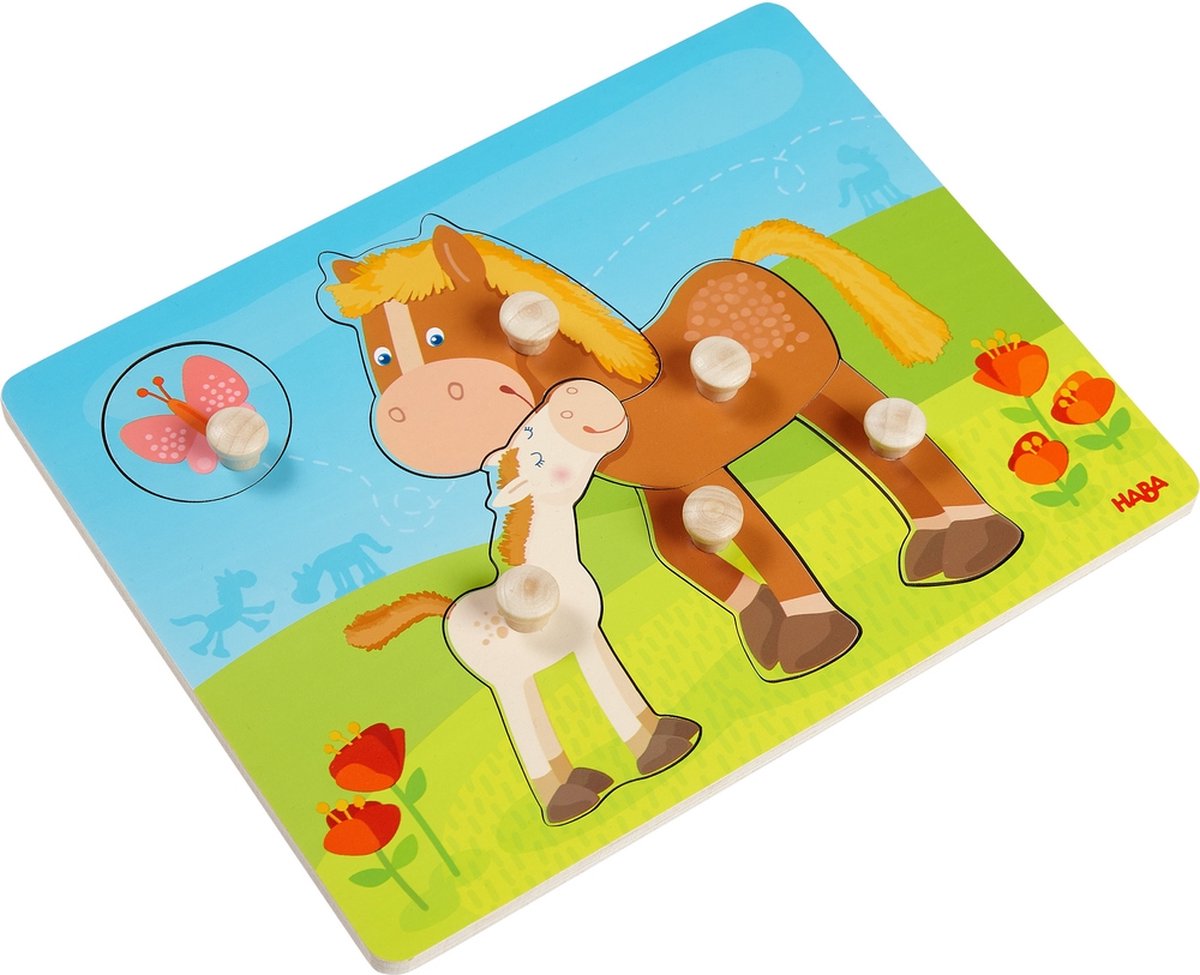 HABA vormenpuzzel Paardenfamilie junior hout 6 stukjes