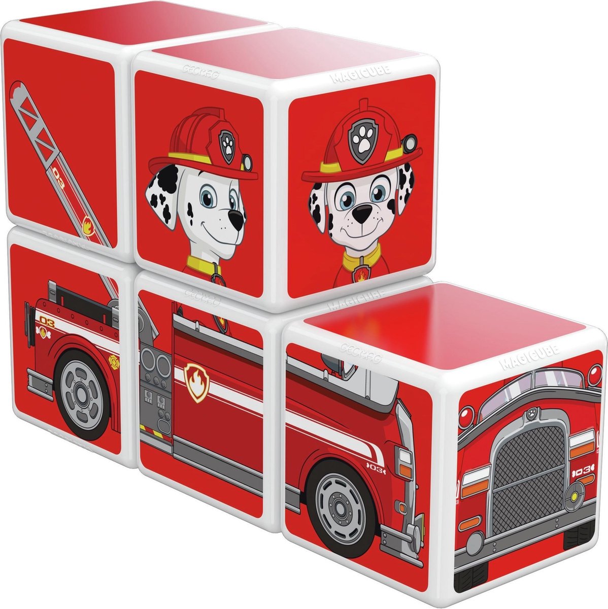 Geomag MagiCube Paw Patrol Marshall Fire Truck 5 delig - Rood