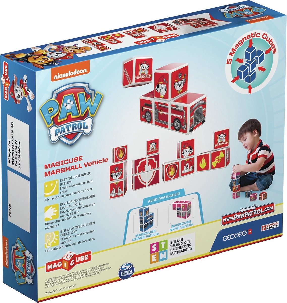 Geomag MagiCube Paw Patrol Marshall Fire Truck 5 delig - Rood