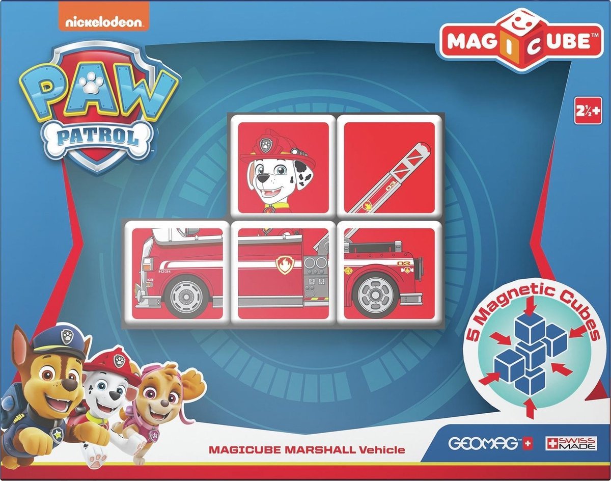 Geomag MagiCube Paw Patrol Marshall Fire Truck 5 delig - Rood