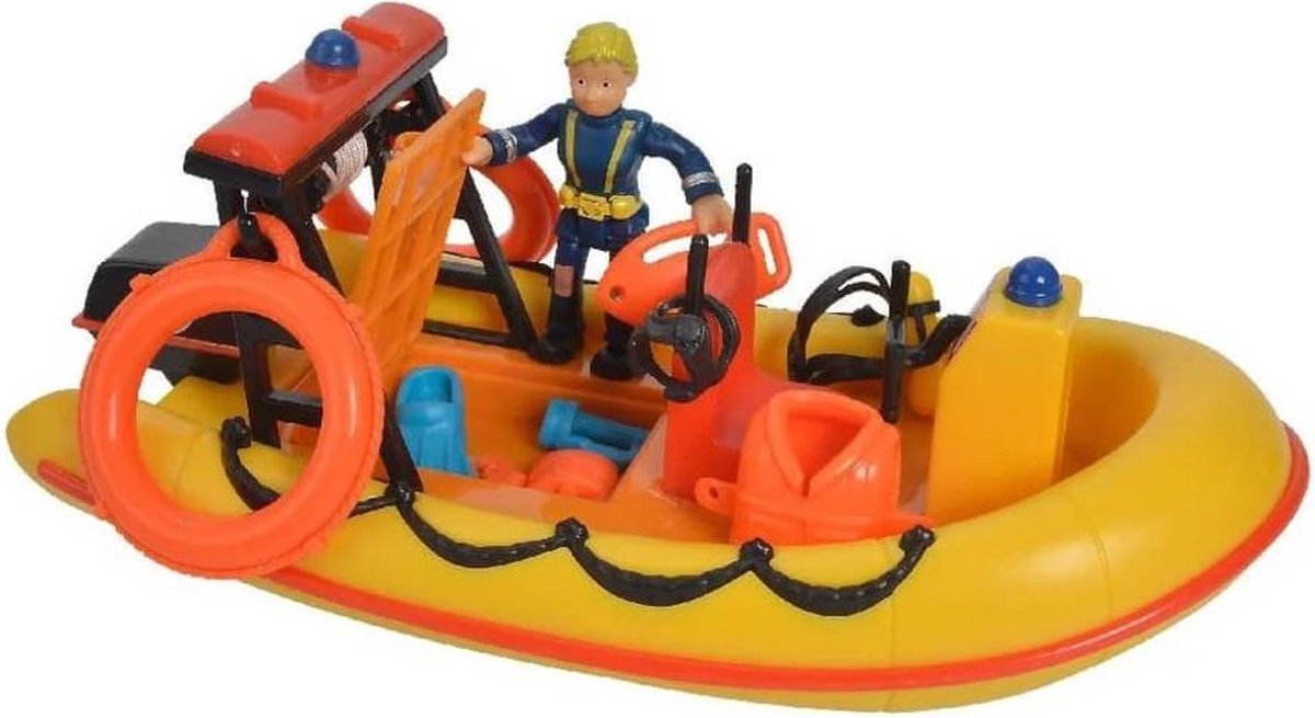 Simba speelset Brandweerman Sam met boot 19 cm/ - Rood