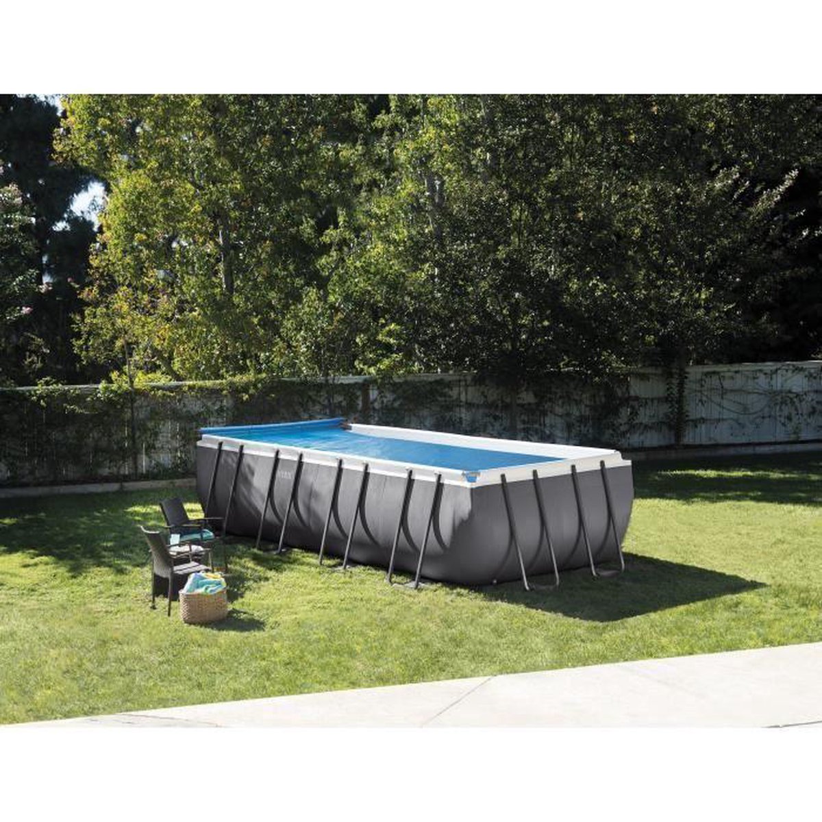 Intex Krystal Clear oprolsysteem 274 488 cm 12 delig - Zwart