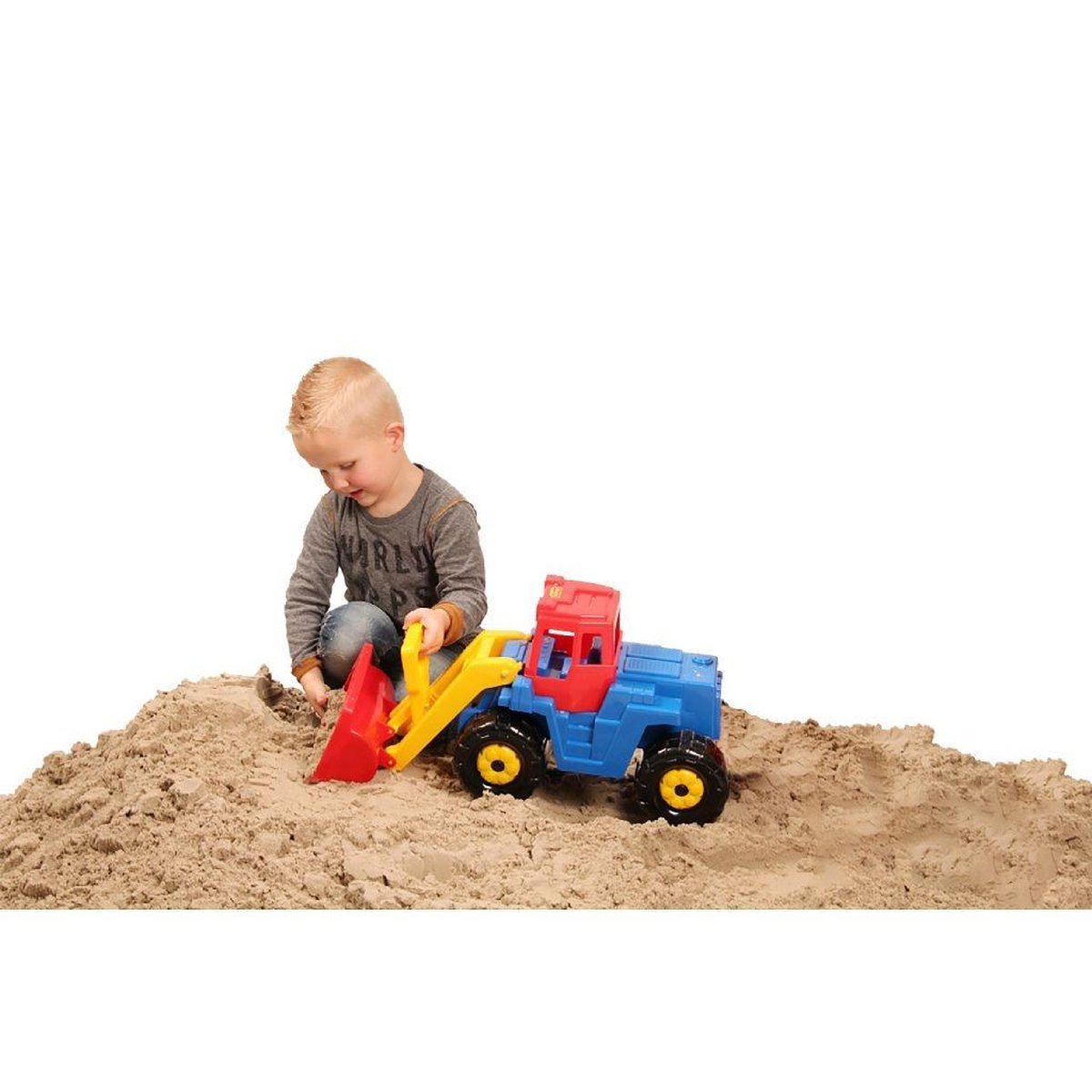 Polesie graafmachine 63 cm/rood/geel - Blauw