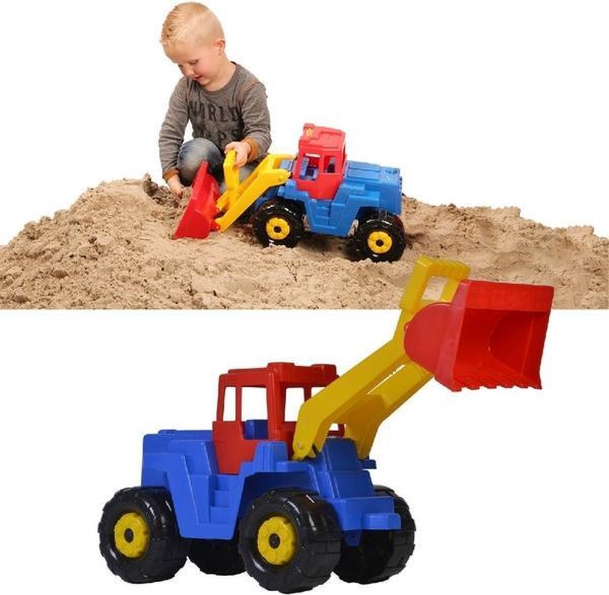 Polesie graafmachine 63 cm/rood/geel - Blauw