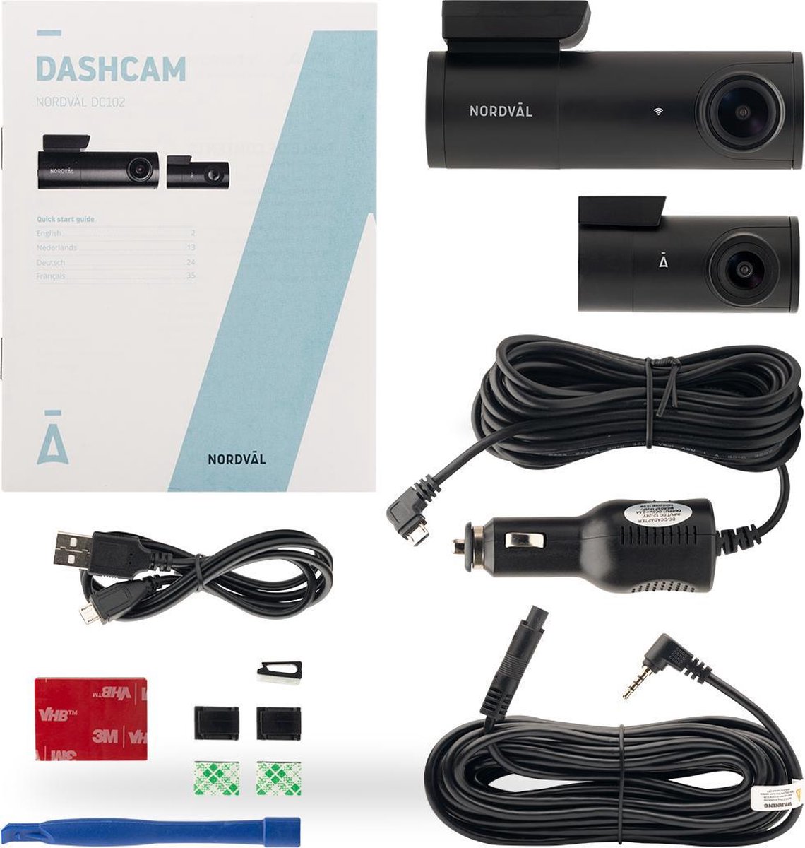 Nordväl DC102 Dashcam 2CH 2K + Wifi 32GB