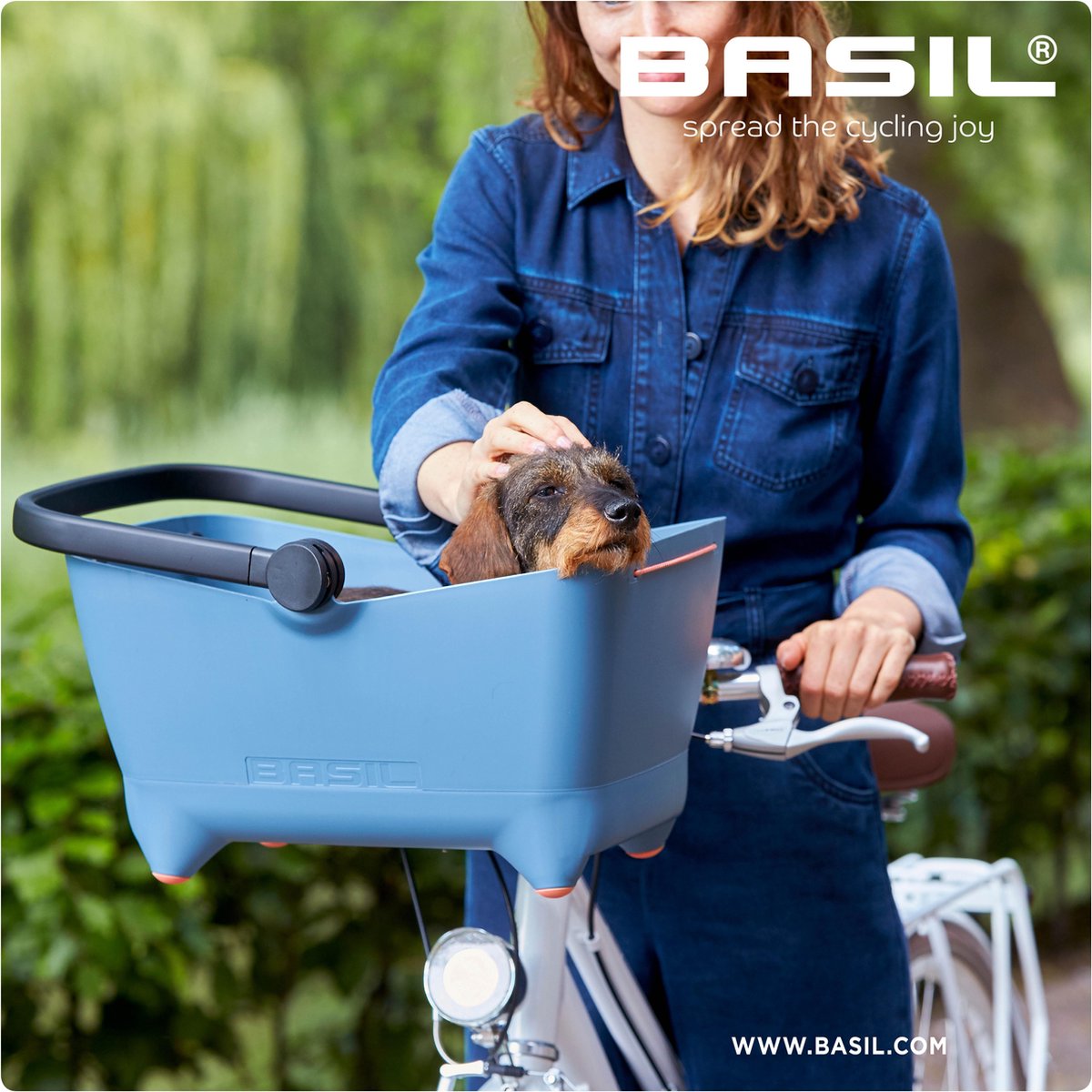 Basil Buddy hondenfietsmand KF - Voorop - Faded Denim - Blauw