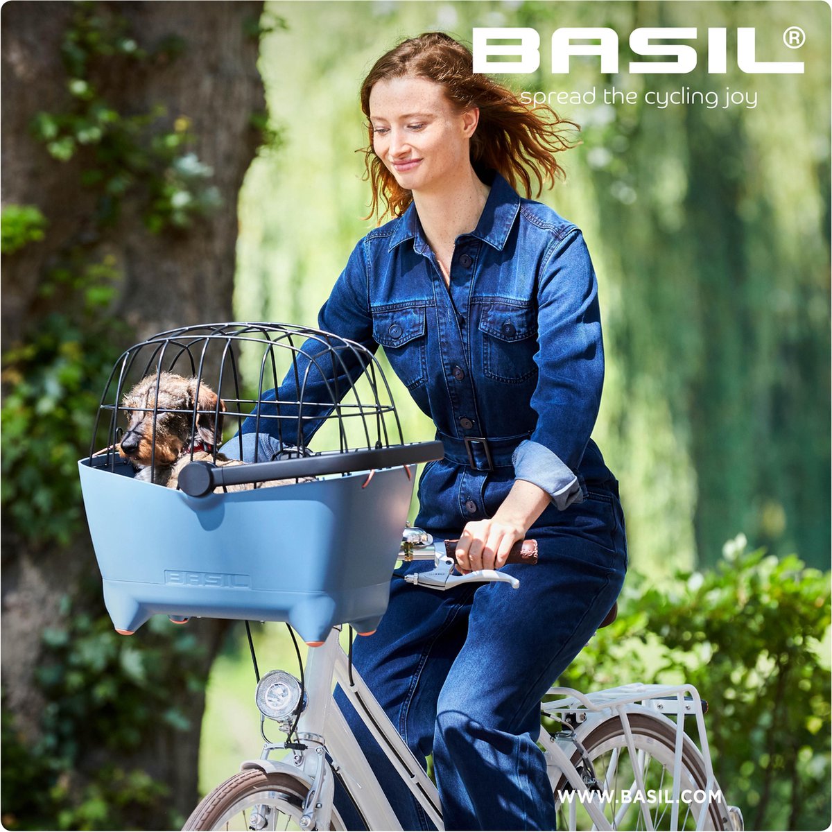 Basil Buddy hondenfietsmand KF - Voorop - Faded Denim - Blauw