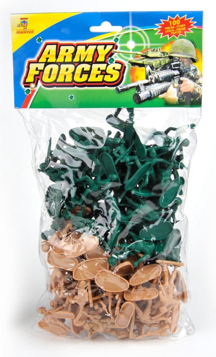 Johntoy Army Soldier 100 soldaatjes groen/bruin 5 cm