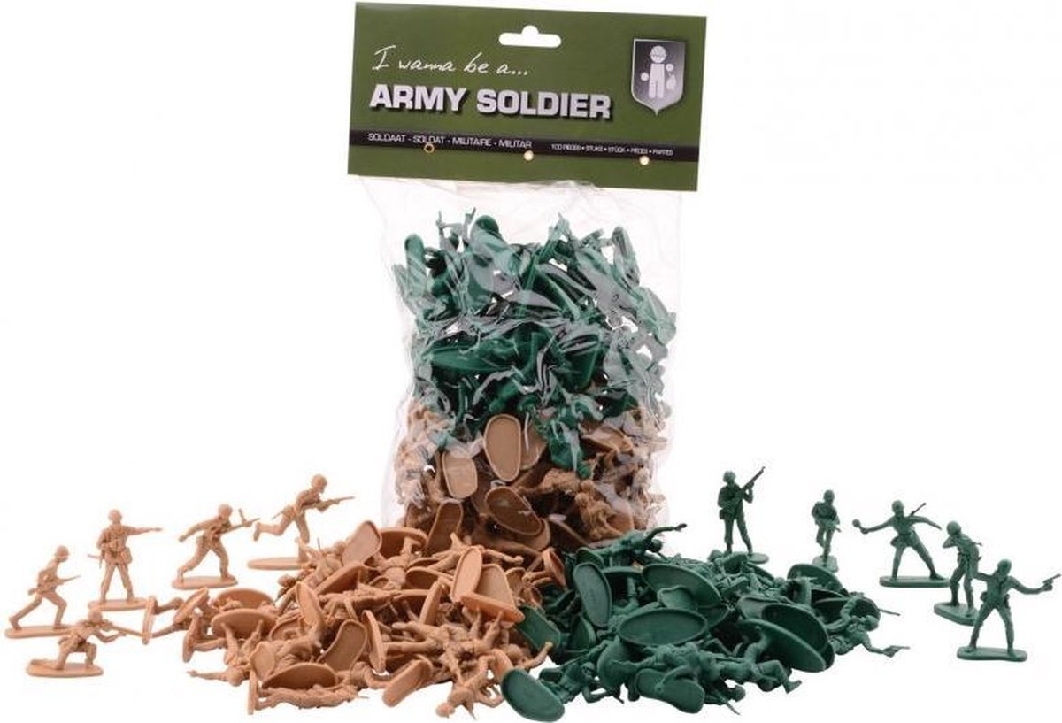 Johntoy Army Soldier 100 soldaatjes groen/bruin 5 cm