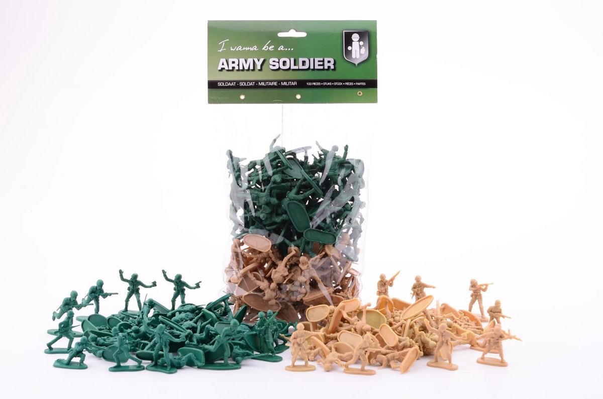 Johntoy Army Soldier 100 soldaatjes groen/bruin 5 cm