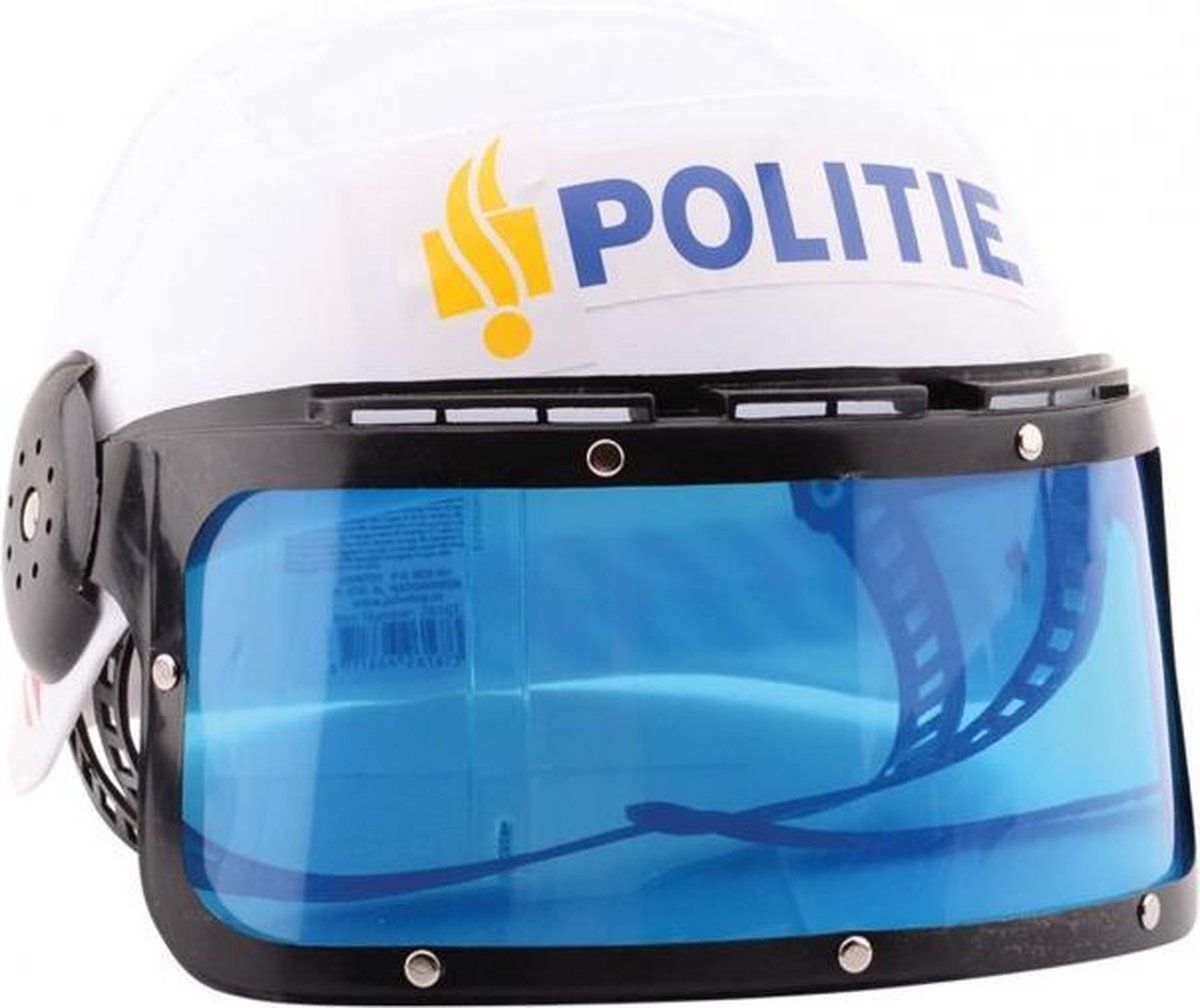 Johntoy Politiehelm met vizier diameter 18 cm - Wit