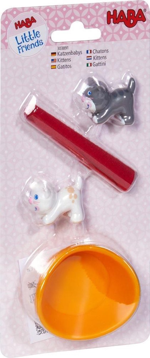 HABA Little Friends poppenhuispoppen Kittens junior 3 cm/wit - Grijs