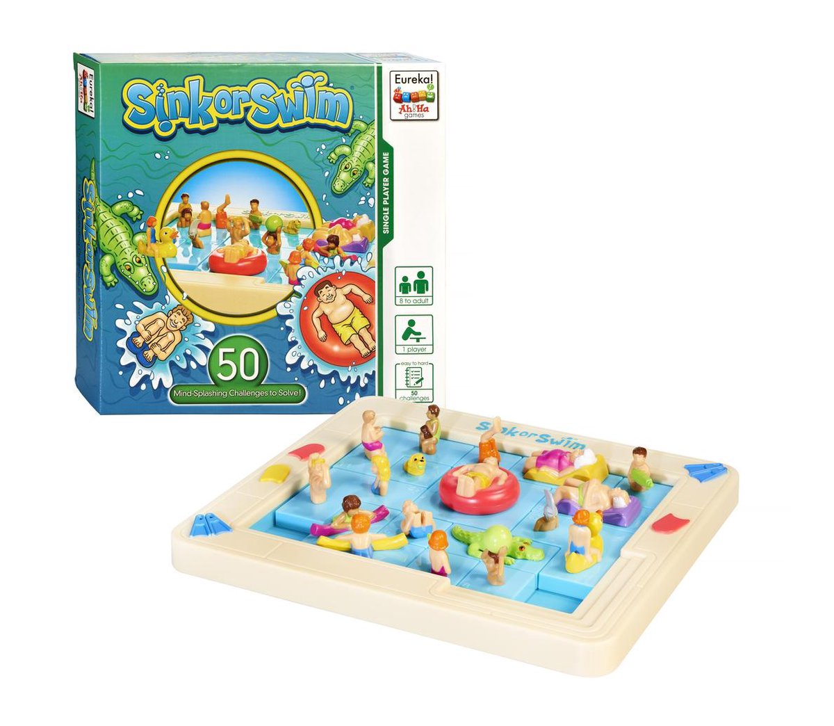 Eureka Ah!Ha Games schuifpuzzel Sink or Swim junior 14 delig - Blauw
