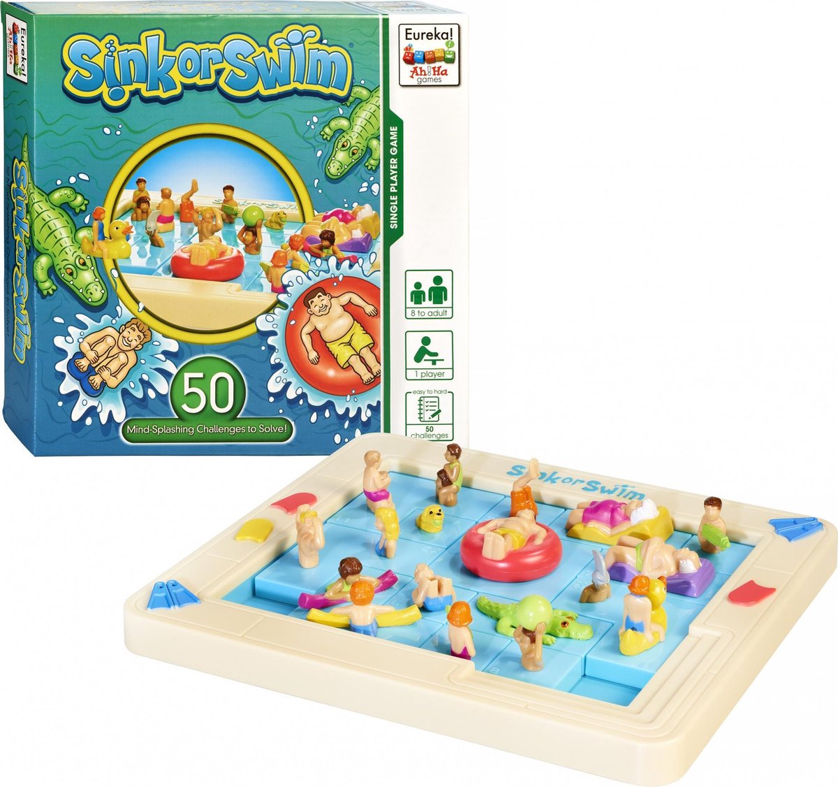 Eureka Ah!Ha Games schuifpuzzel Sink or Swim junior 14 delig - Blauw