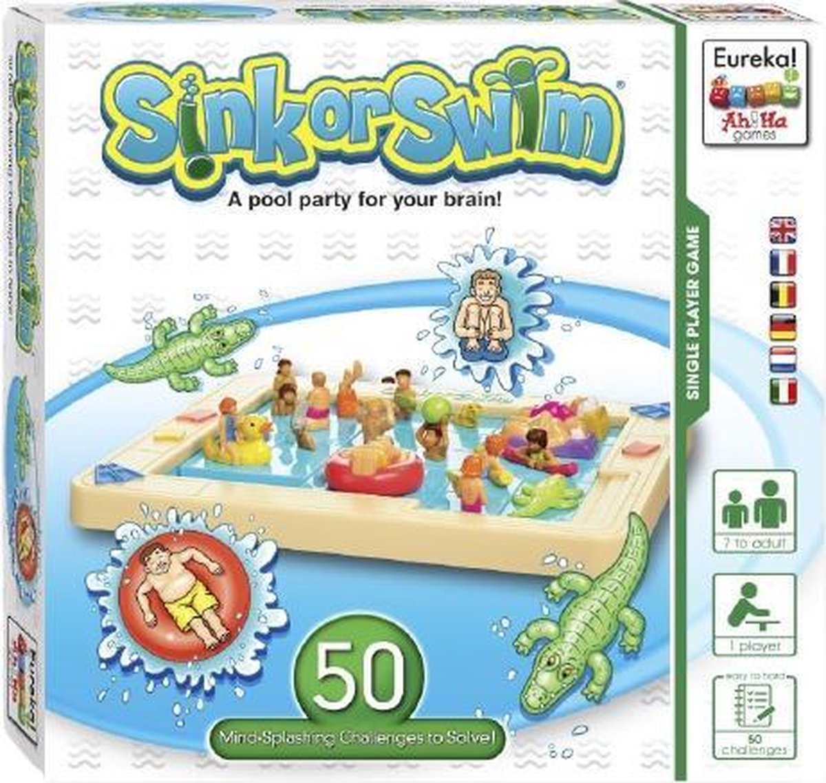 Eureka Ah!Ha Games schuifpuzzel Sink or Swim junior 14 delig - Blauw