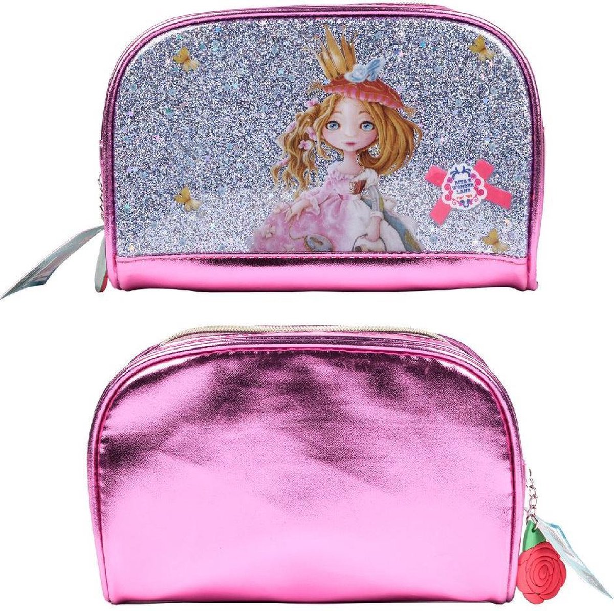 Rita&apos;s Wonderland etui meisjes 21 x 7 cm polyester/zilver - Roze