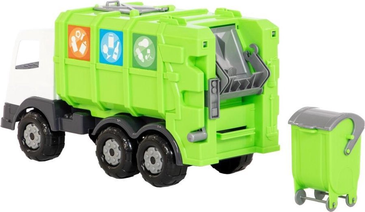 Polesie vuilniswagen Bobby S junior 42 x 16,5 cm 2 delig - Groen