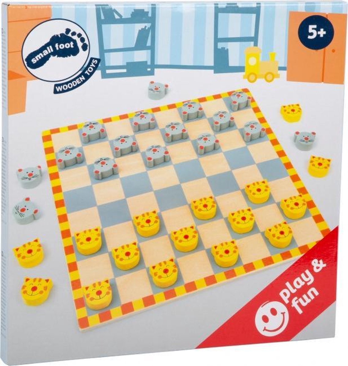 Small Foot dammen kat & muis junior 26 x 26 cm geel/grijs