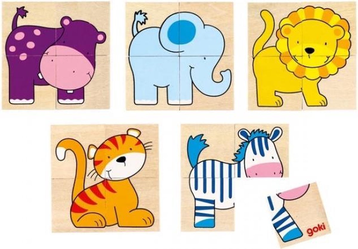 Goki memory en puzzel: wilde dieren 20 delig