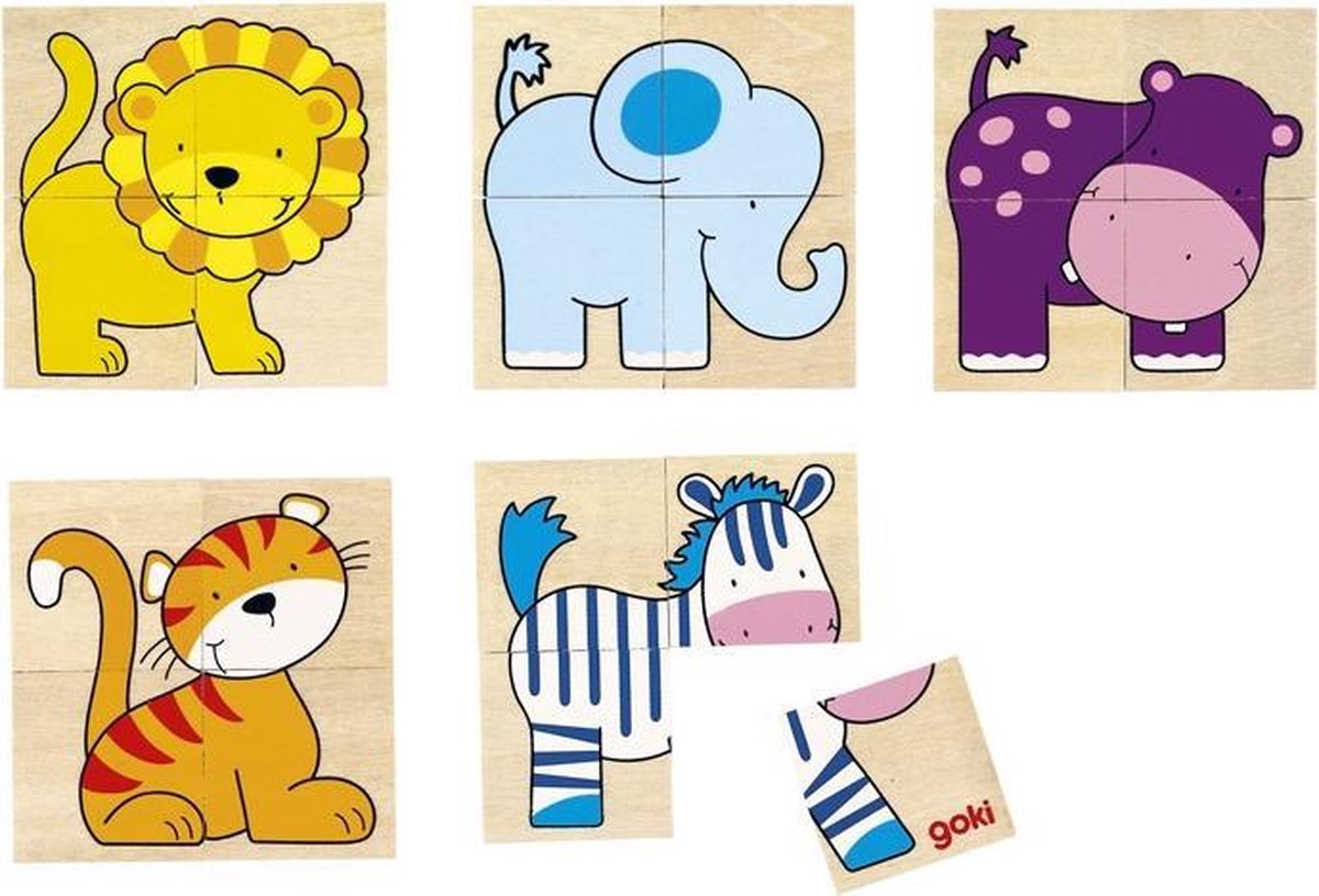 Goki memory en puzzel: wilde dieren 20 delig