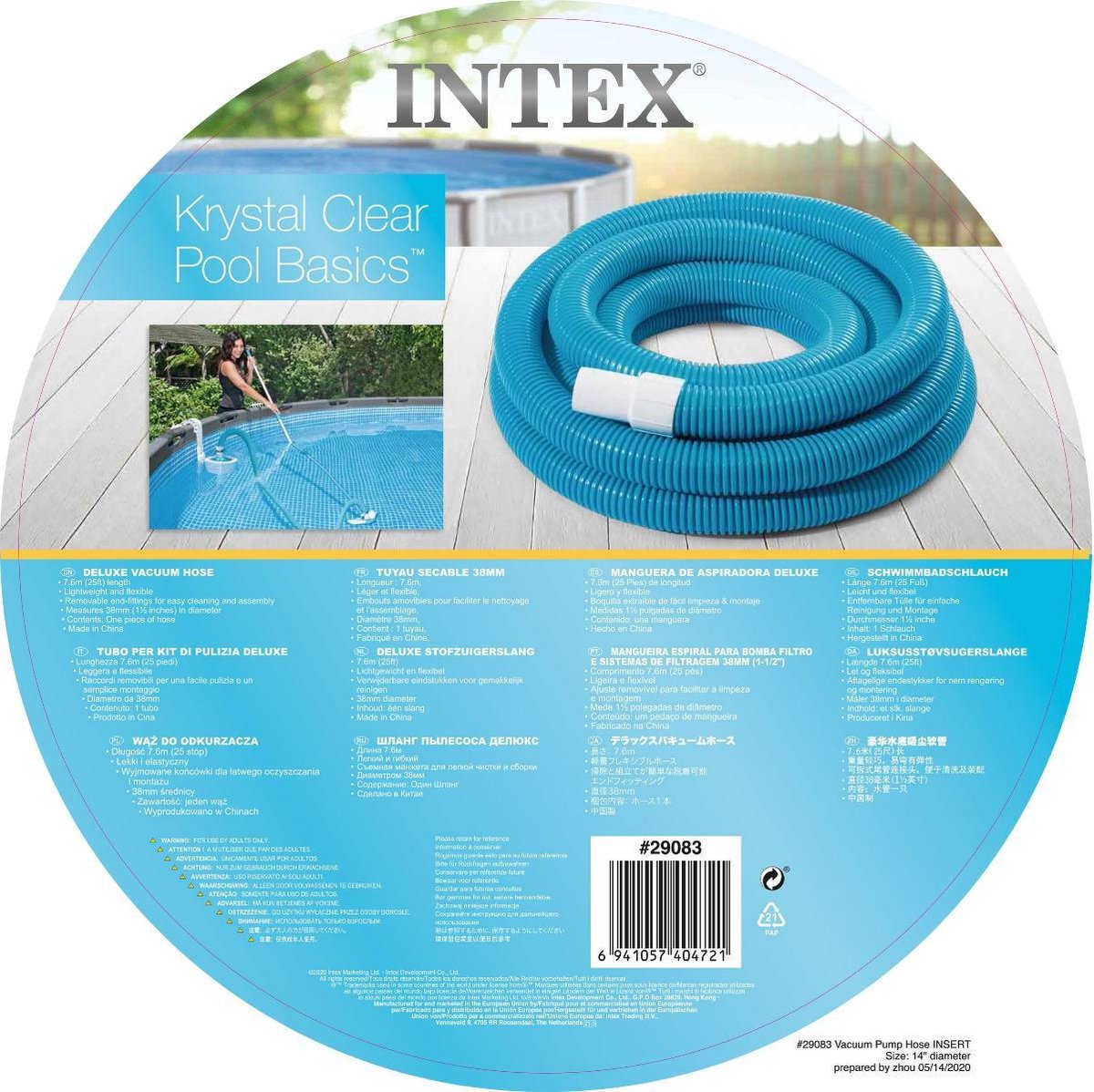 Intex zwembadslang deluxe 3,8 x 750 cm - Blauw