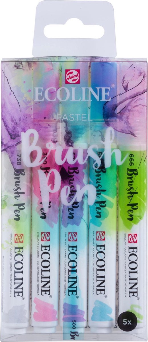 Talens markeerstiften Ecoline Brush Pen pastel 5 stuks