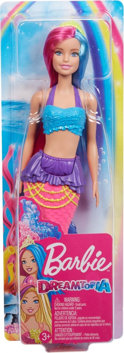 Mattel Barbie tienerpop Dreamtopia: Zeemeermin 30 cm blauw/roze