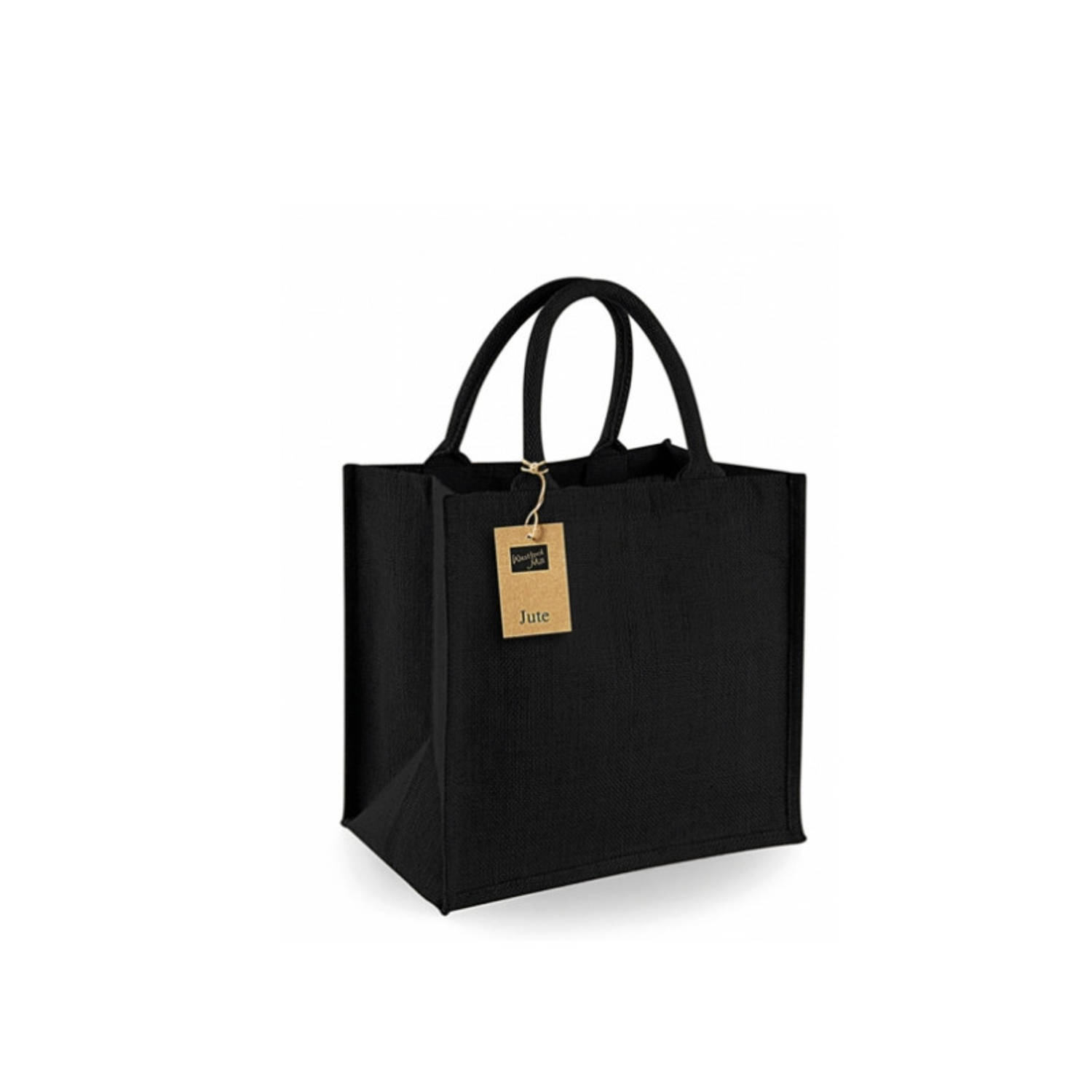 Westford Mill Jute Boodschappentas/shopper 30 X 30 X 19 Cm -e Goodiebag 14 Liter - Zwart