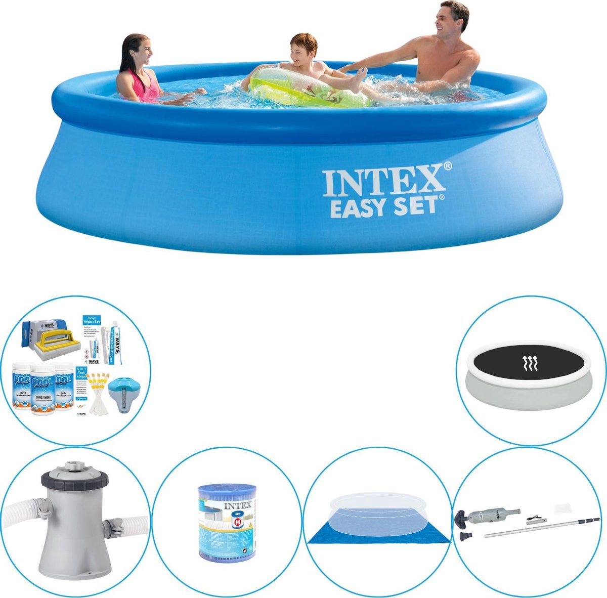 Intex Easy Set Rond 305x76 Cm - Zwembad Combinatie Pakket - Blauw