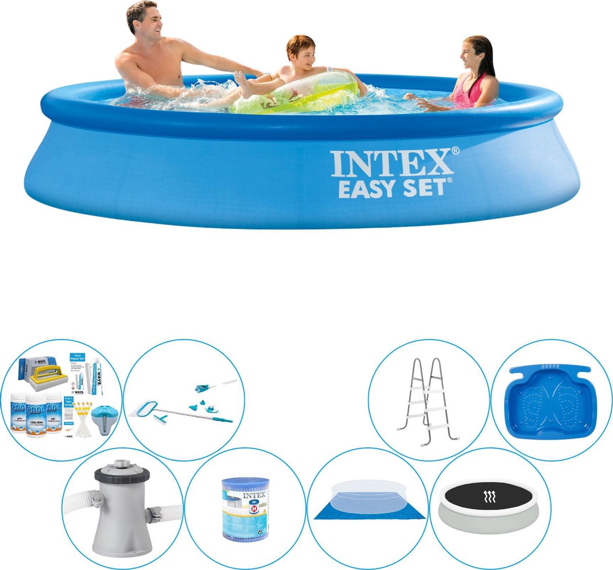 Intex Easy Set Rond 305x61 Cm - Deluxe Zwembad Deal - Blauw