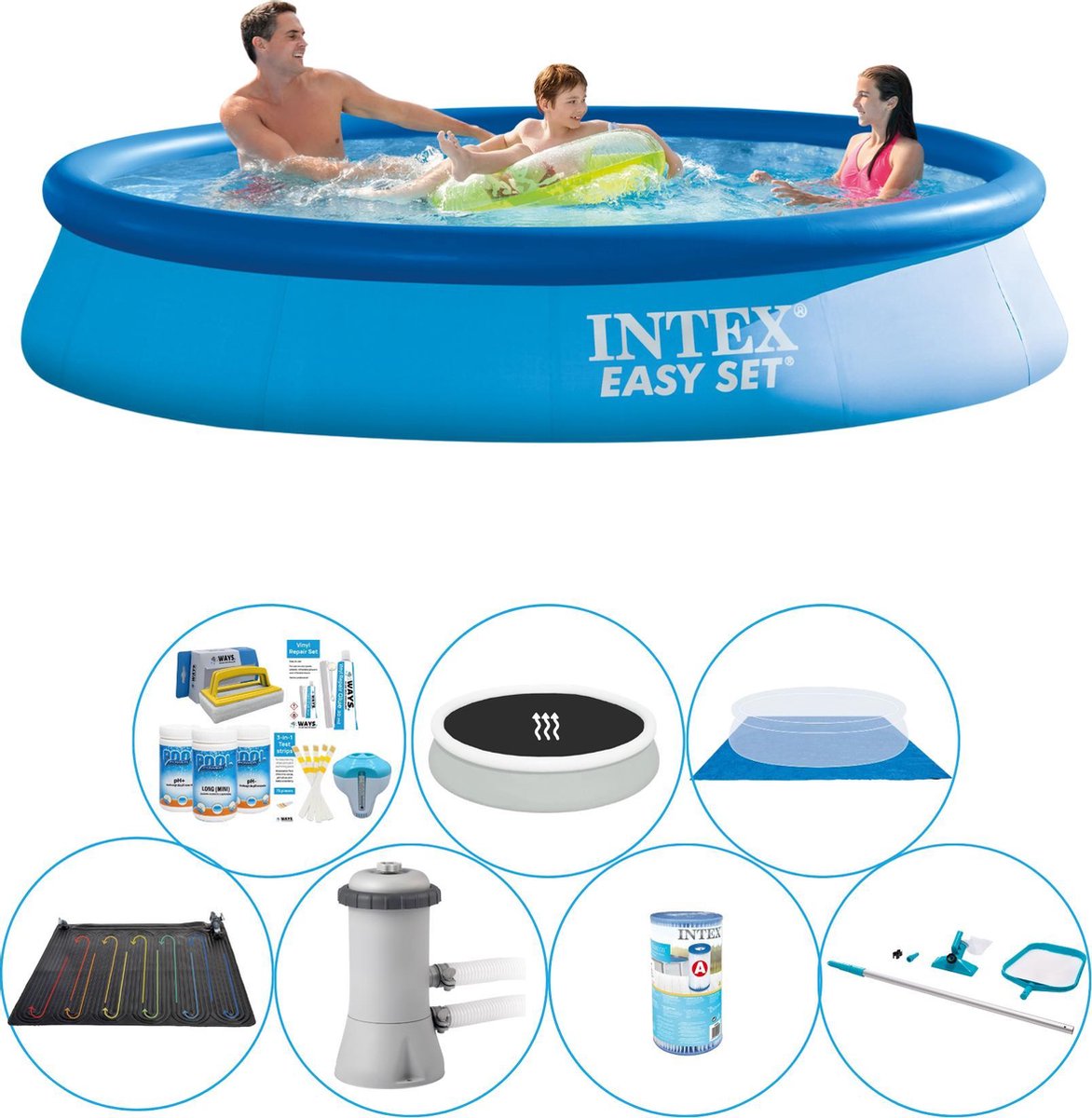 Intex Easy Set Rond 366x76 Cm - Zwembad Comfort Pakket - Blauw