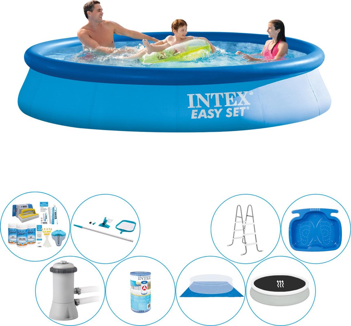 Intex Easy Set Rond 366x76 Cm - Deluxe Zwembad Set - Blauw