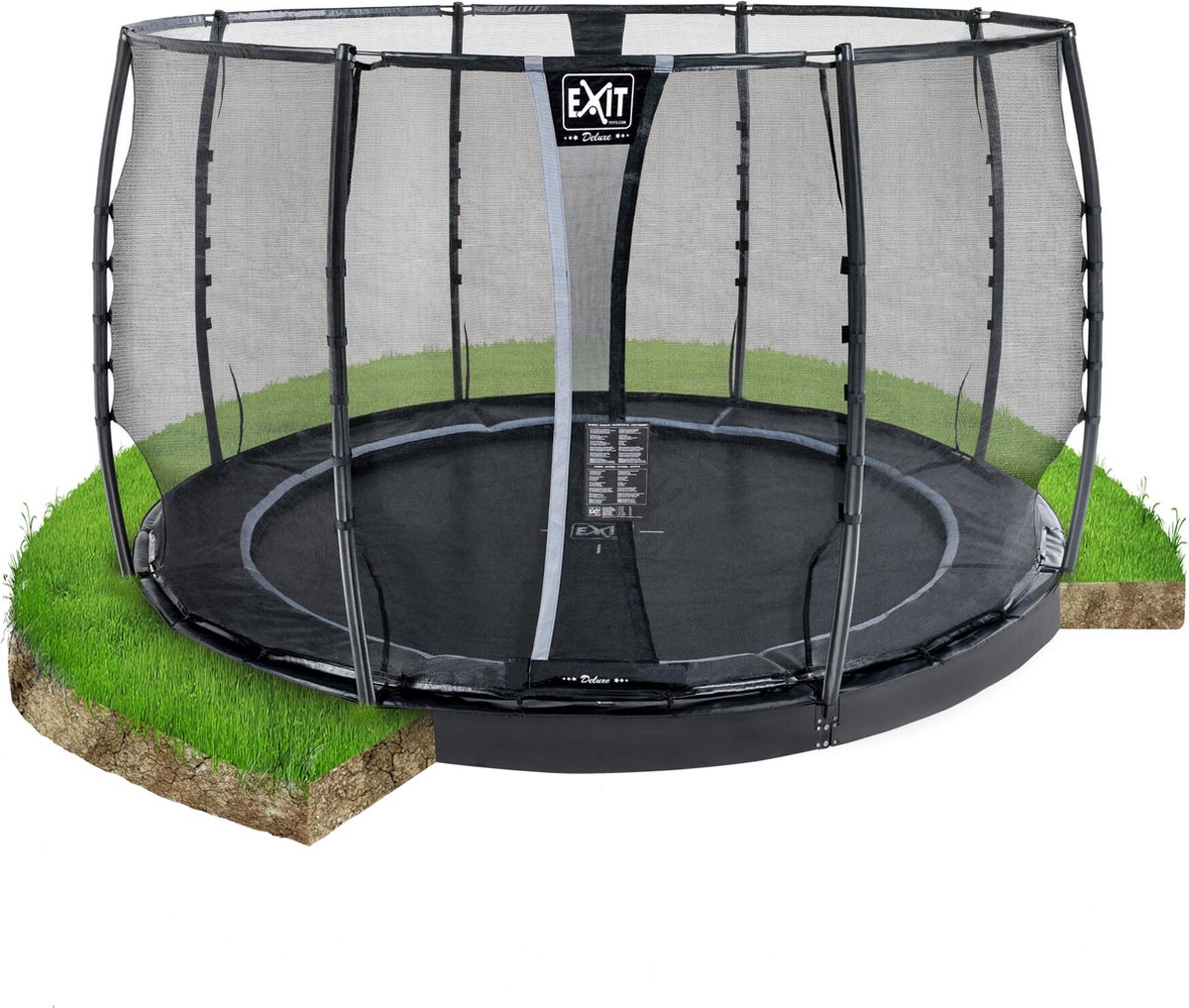 EXIT Toys Dynamic Groundlevel Trampoline ø305cm Met Veiligheidsnet - - Zwart