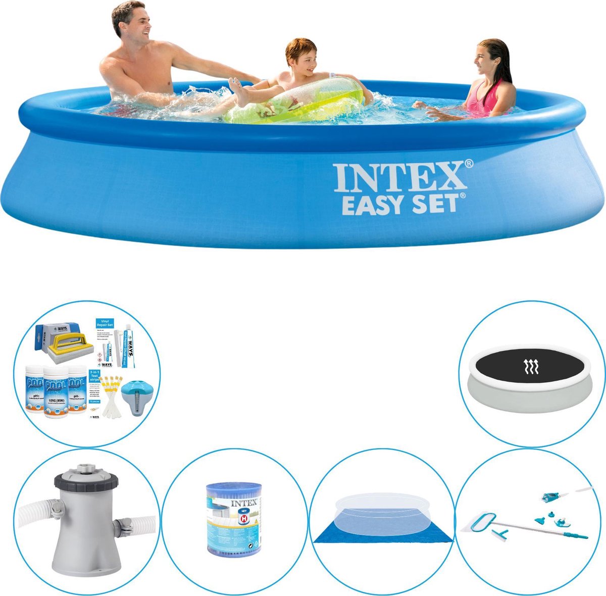 Intex Zwembad Combinatie Pakket - Easy Set Rond 305x61 Cm - Blauw