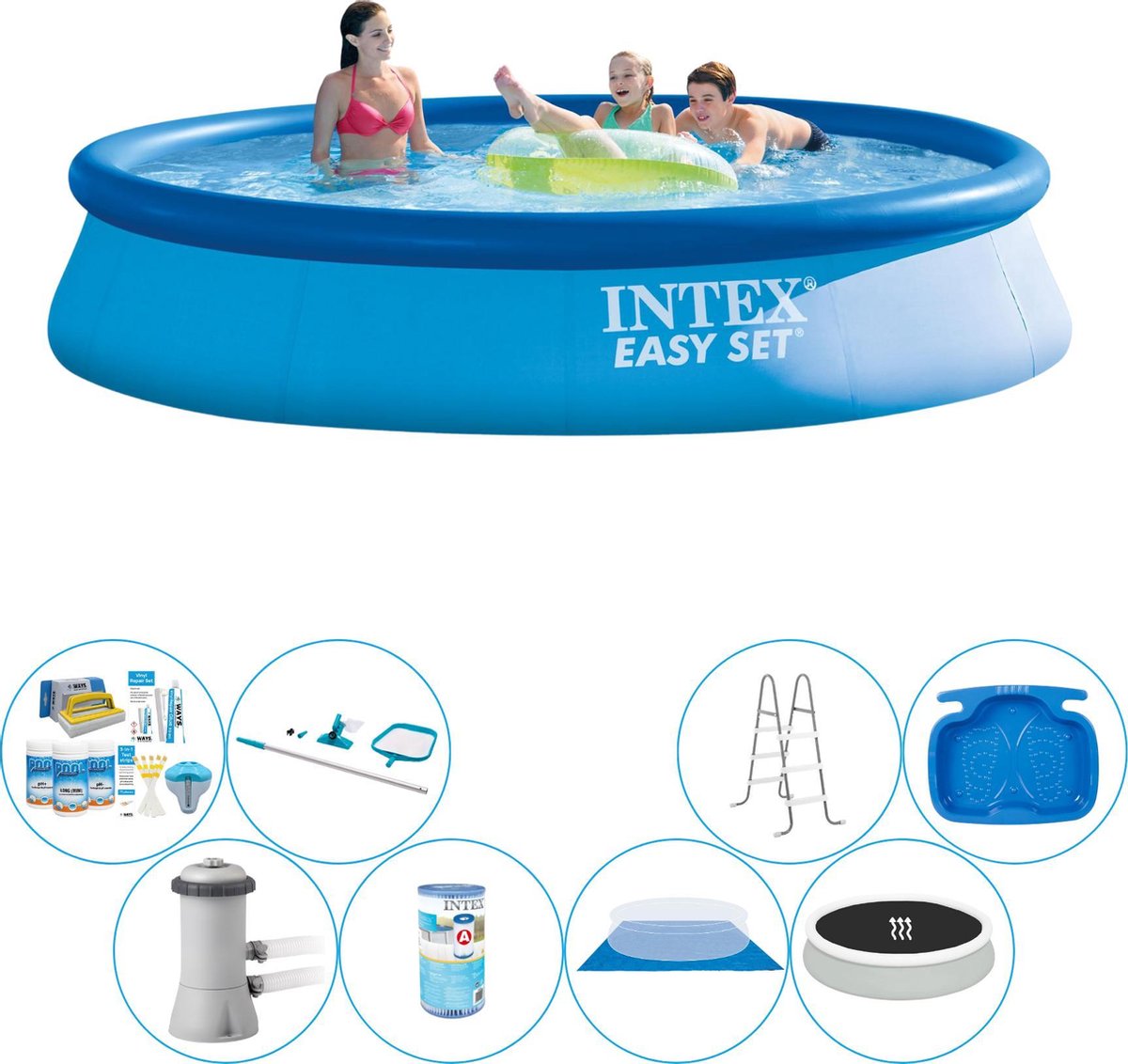 Intex Easy Set Rond 396x84 Cm - Deluxe Zwembad Set - Blauw