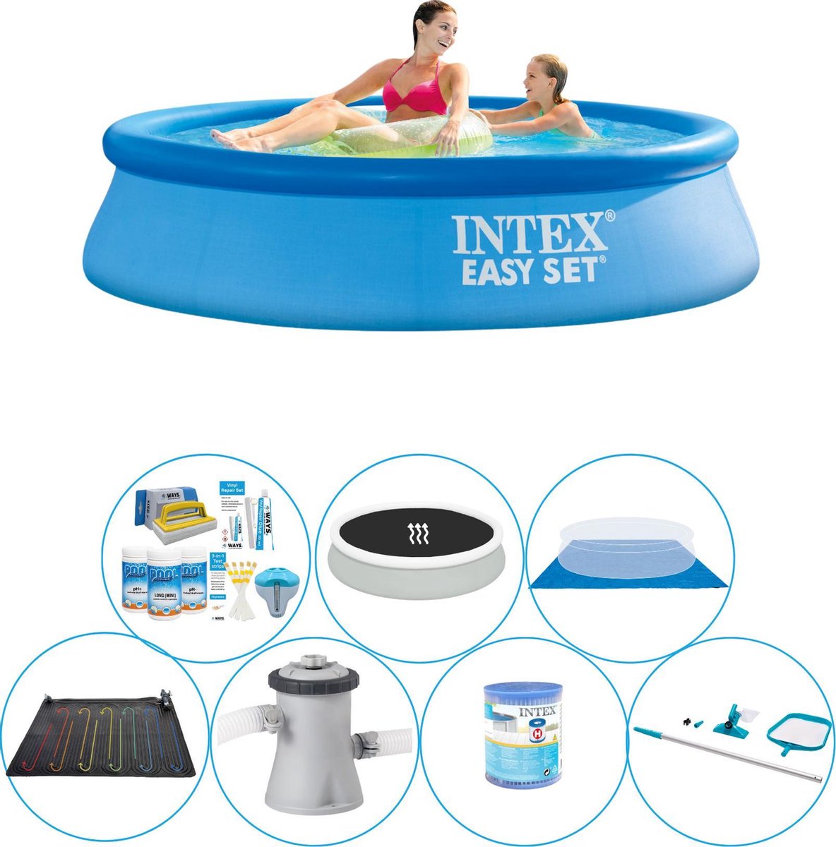 Intex Alles In 1 Zwembad Set - Easy Set Rond 244x61 Cm - Blauw