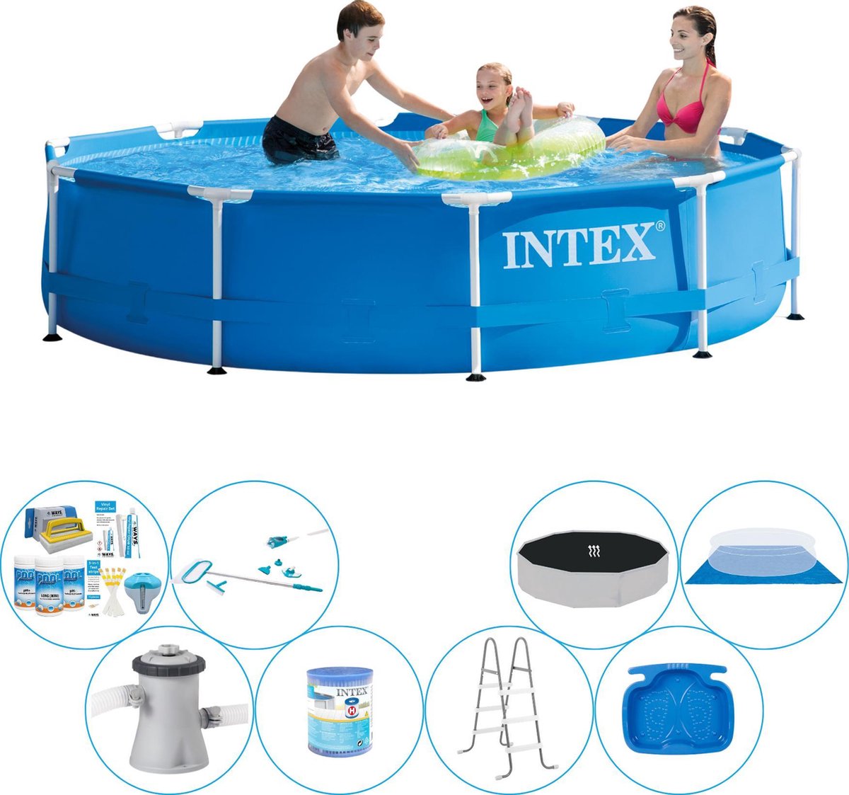 Intex Metal Frame Rond 305x76 Cm - Deluxe Zwembad Deal - Blauw