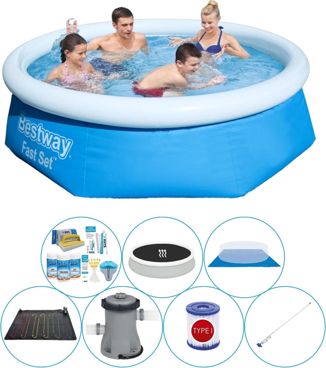 Bestway Fast Set Rond 244x66 Cm - Zwembad Comfort Pakket - Blauw