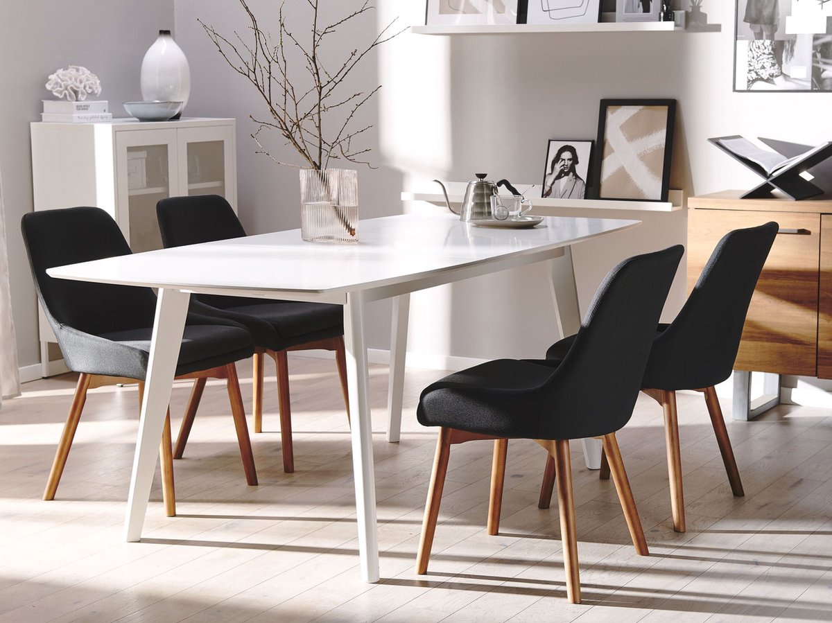 Beliani Melfort Eetkamerstoel Set Van 2 Polyester 58 X 49 Cm - Zwart