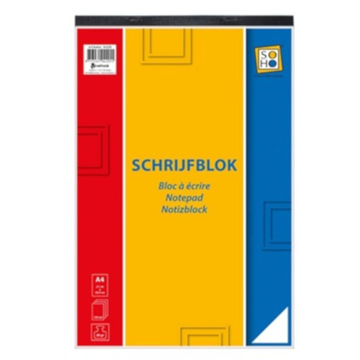 Soho Schrijfblok Blanco A4 Papier/karton - Rood