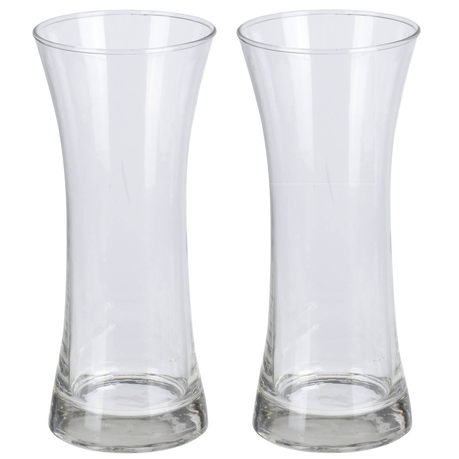 Bellatio Decorations 2x Glazen Vaas/vazen 3 Liter Van 11 X 25 Cm - Bloemenvazen - Glazen Vazen Voor Bloemen En Boeketten