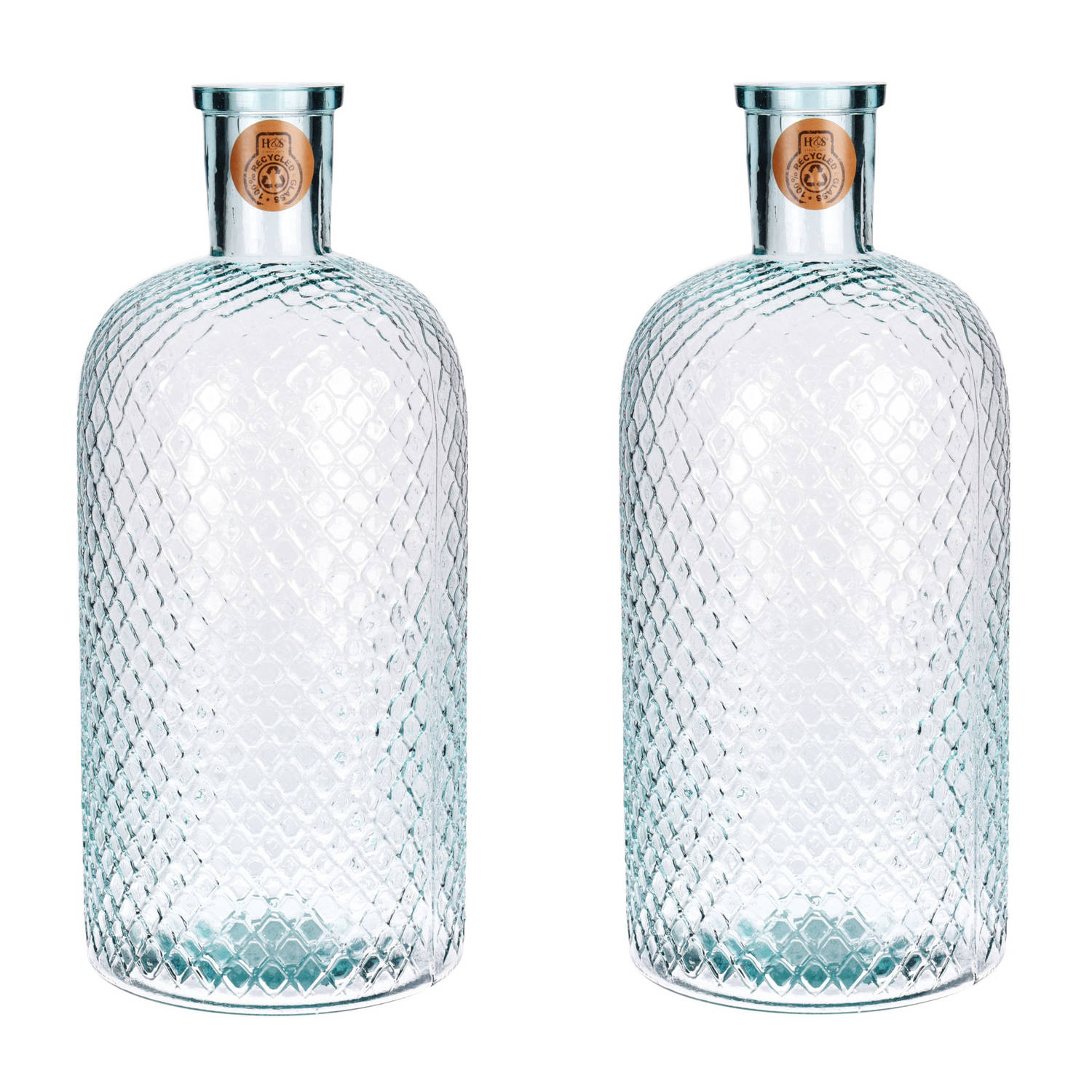 2x Glazen Vaas/vazen 8 Liter Van 19 X 42 Cm - Bloemenvazen - Glazen Vazen Voor Bloemen En Takken