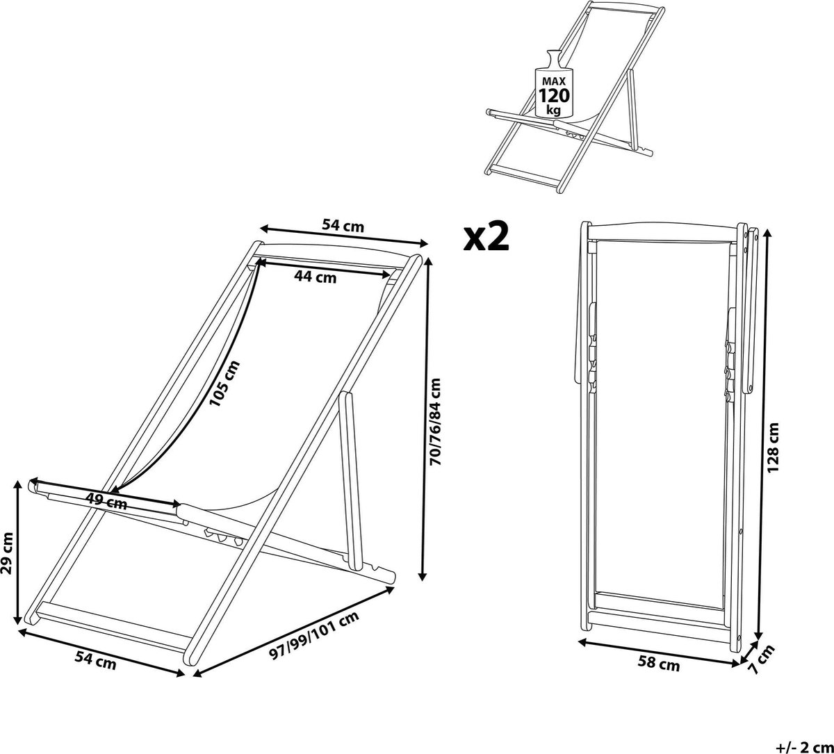 Beliani Anzio 2er Set Acaciahout 101 X 58 Cm - Groen