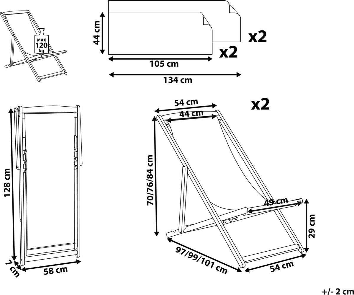 Beliani Anzio 2er Set Acaciahout 101 X 58 Cm - Groen