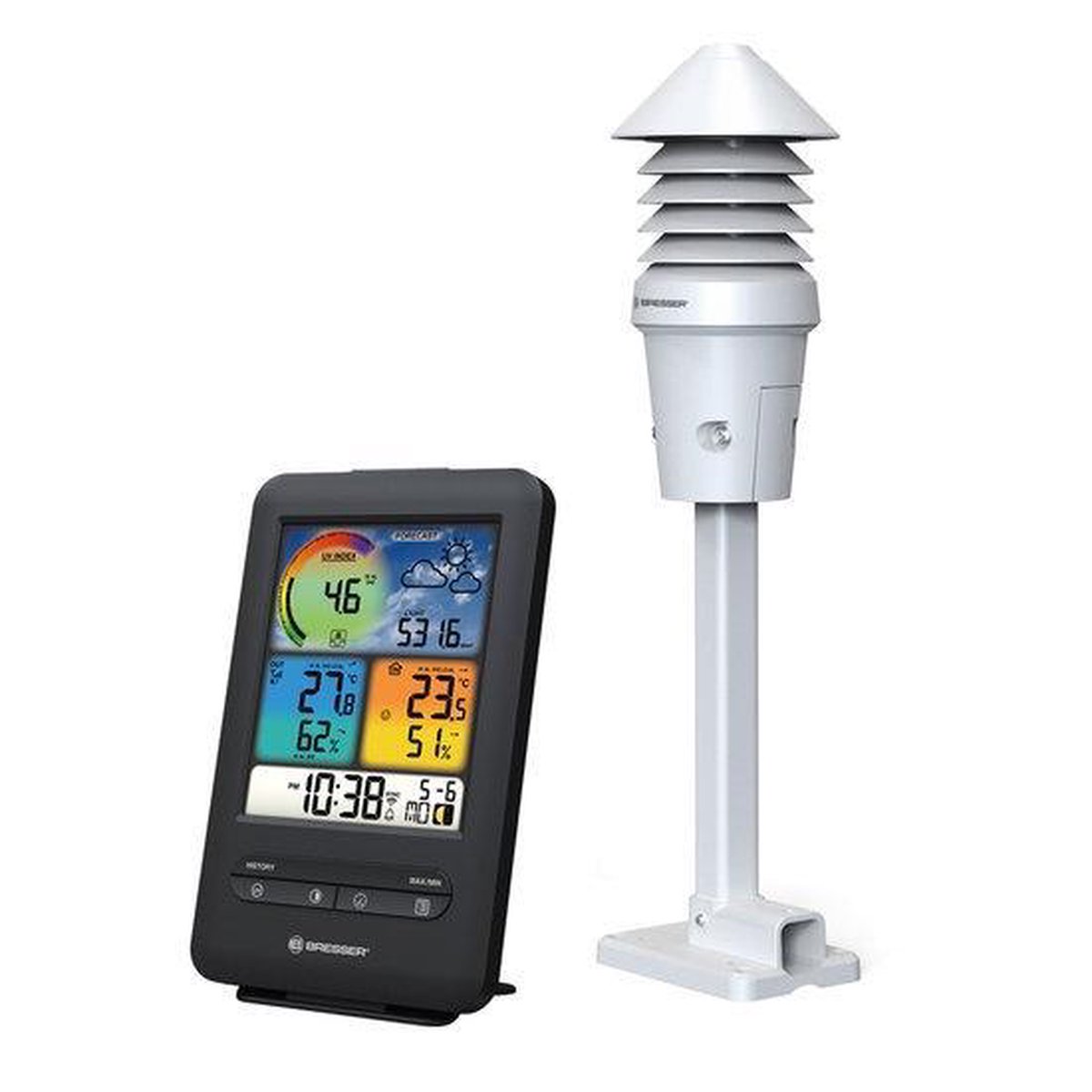 Bresser Zonmeter Wifi 4-in-1 Uv Color 19,3 Cm 2-delig - Zwart